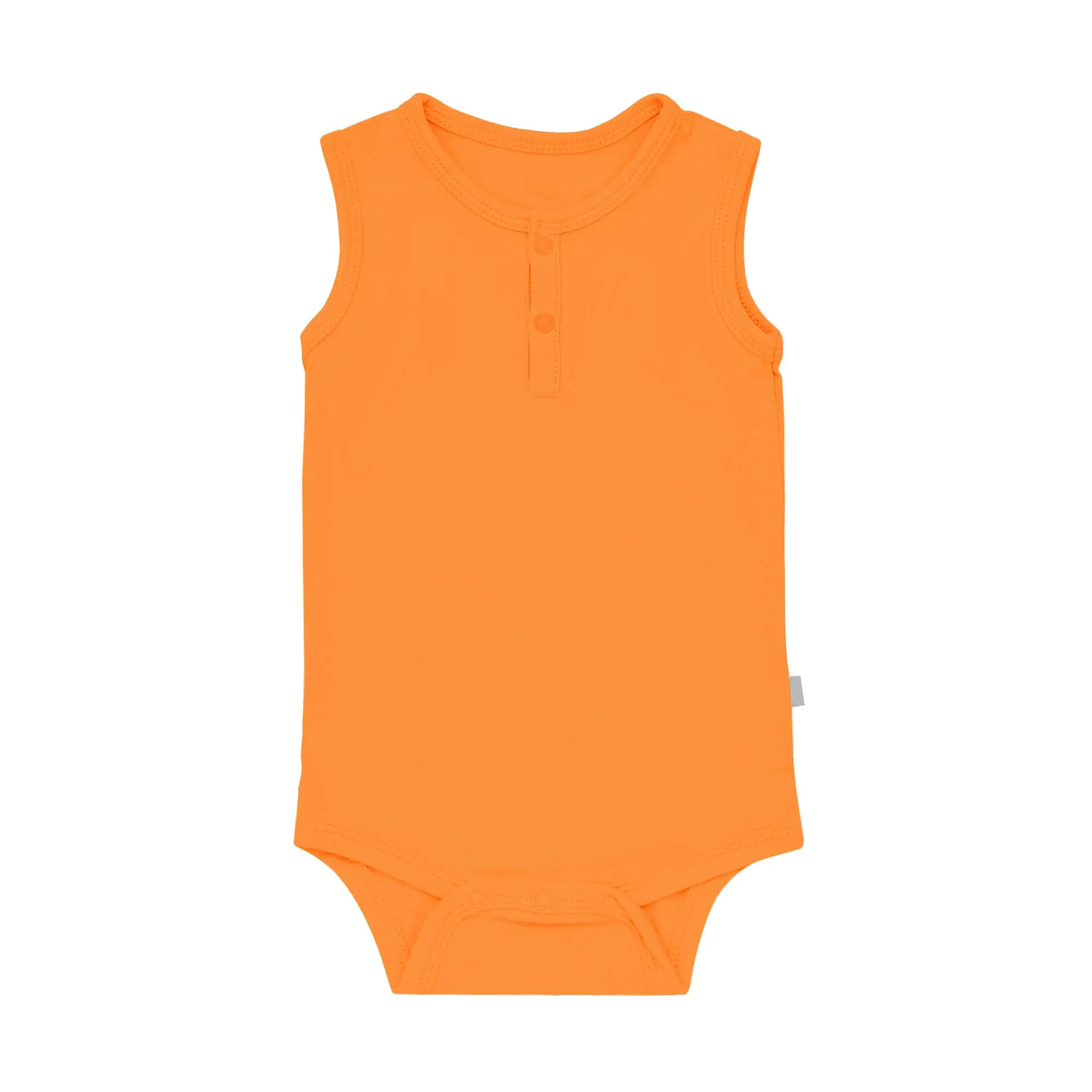 Vêtements pour bébé avec étiquettes personnalisées combinaisons décontractées pour bébé adorable d'été grenouillères sans manches pour enfants unisexes en tangerine