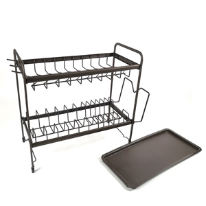 Organizador de cocina <span class=keywords><strong>para</strong></span> el hogar, escurridor de vajilla de gran capacidad de 2 niveles, con ganchos, soporte <span class=keywords><strong>para</strong></span> cubiertos y bandeja de drenaje - Product Image 3