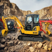 Mini-excavatrice sur chenilles d'occasion de marque japonaise, modèle PC55 de 5,5 tonnes, avec cabine, fabriquée en Chine