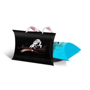 Caja de almohada de pelo de cartón suave con logotipo personalizado de lujo caja de embalaje de peluca con mango de cinta extensiones de cabello - Product Image 2