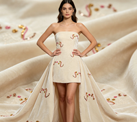 Tissu en velours polyester brodé avec des paillettes de 3 mm, robe moulante sans bretelles pour femmes, filles et garçons, pour mariage et fête, poids moyen