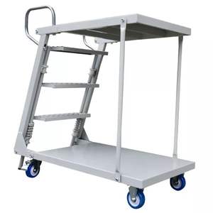 गोदाम स्टील रोलिंग पहियों के साथ मोबाइल कदम मंच सीढ़ी गाड़ी - Product Image 3