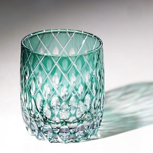 Vaso de Cristal Tallado a Mano Estilo Edo Kiriko Verde para Restaurantes, Vaso de Whisky de Cristal Tallado Edo Kiriko - Product Image 3