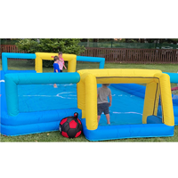 Structure gonflable aquatique robuste en PVC avec toboggan et terrain de football flottant - Fort aquatique de qualité commerciale