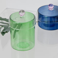 Bocal en verre borosilicate transparent personnalisé soufflé à la main avec couvercle au design de globe 3d bocaux à bonbons en verre fantaisie