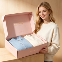 Boîte en carton ondulé personnalisée de luxe avec logo imprimé, carton rose pliable pour l'emballage d'expédition de cadeaux de marque de vêtements (pulls)