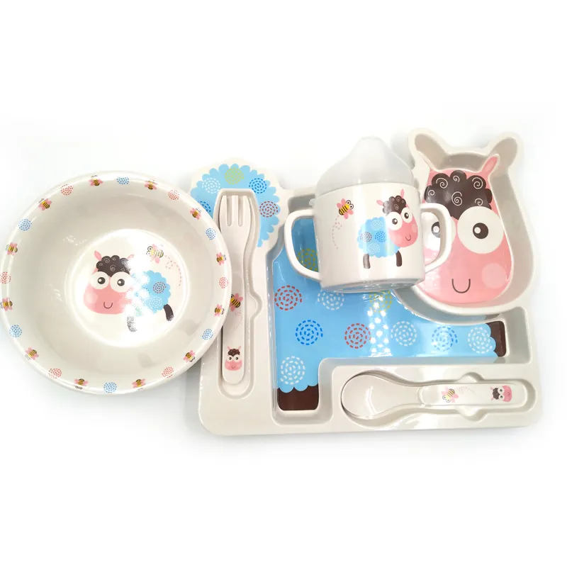 Conjuntos de talheres de louça do bebê por atacado beleza design melamina kids dinner set