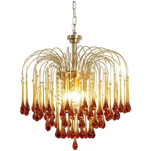 Luxury Crystal Chandeliers Modern Glass Hanging Tear Drop Chandelier Pendant Lights