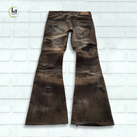 Jean en denim délavé de haute qualité, coupe slim, pantalon streetwear, patch en cuir personnalisé, jean délavé pour homme