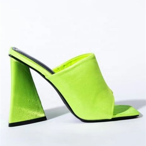 2022 Summer Custom Women <b>Shoes</b> Handmade High Heel Square Toe Slides Slip-on Sandals Slippers Chunky Heeled Big Size 45 - Product Image 5