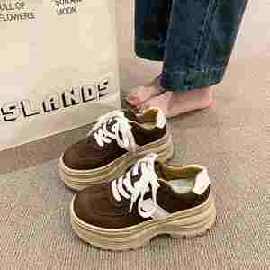 Zapatillas Deportivas Alemanas con Plataforma de 7CM para Mujer, Otoño 2025, Nuevas, de Cuero Genuino, con Suela Gruesa, Estilo Retro, Casuales - Product Image 1