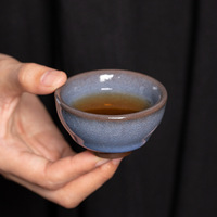 Jianyang Jianzhan Ensemble de tasses et bols à thé Kung Fu de maître, en céramique à glaçure à effet de goutte d'huile et à glaçure colorée, en fer émaillé, style Nouvelle Chine
