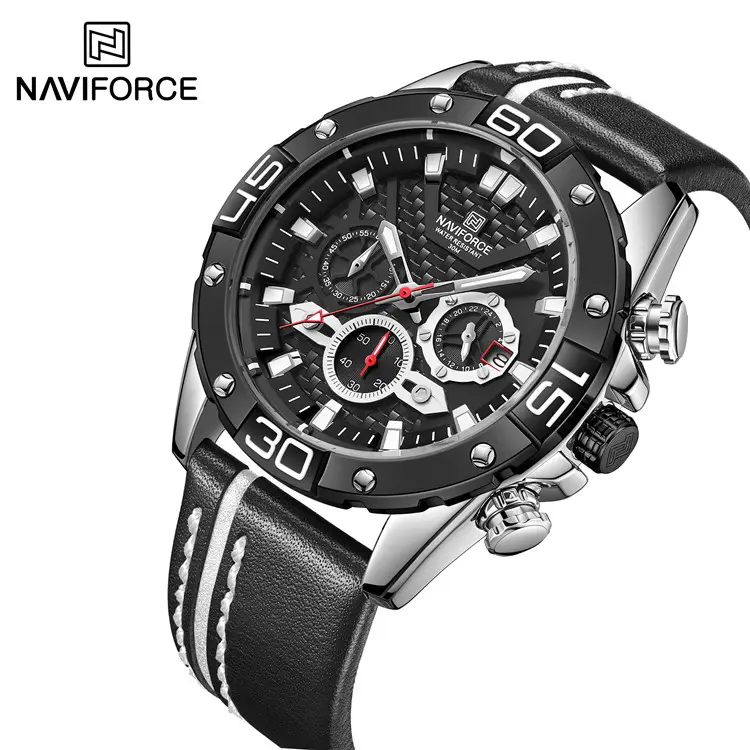 NAVIFORCE 8019L SB Men Luxury Watch Quartz Date with Waterproof Sport Wristwatches Genuine Leather reloj 2022