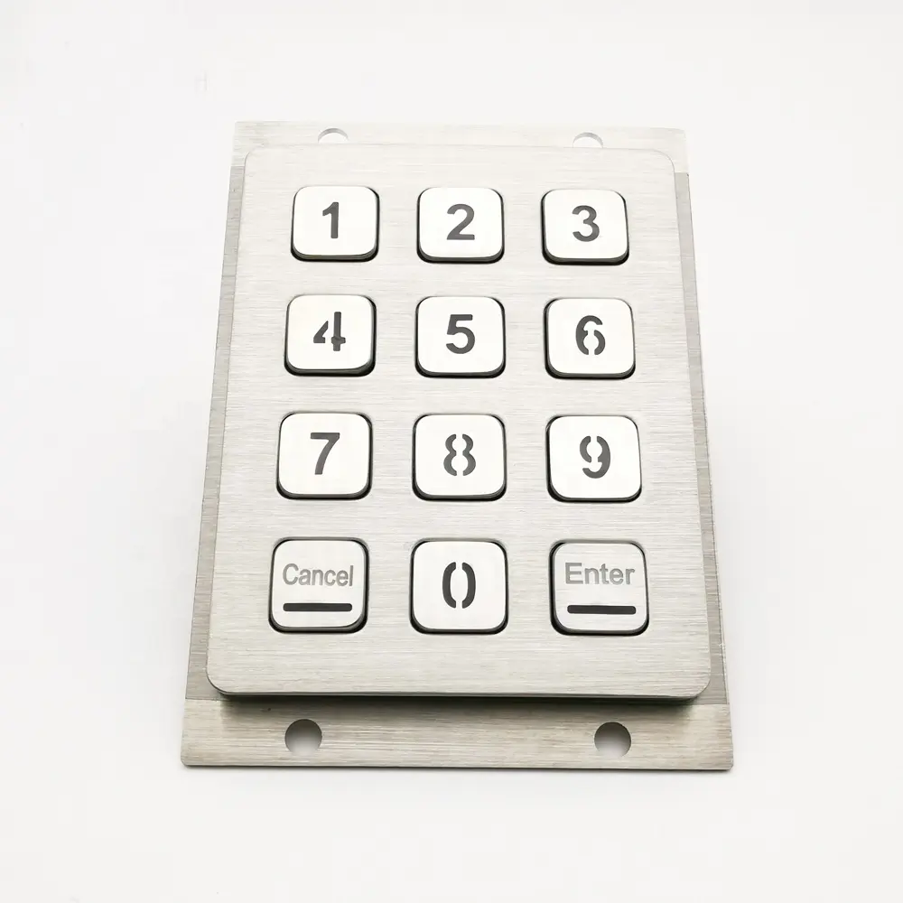 Keypad Logam Industri Numerik Kustom Bercahaya USB 12 Kunci untuk Luar Ruangan
