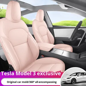 Funda y Cojín <span class=keywords><strong>de</strong></span> Asiento <span class=keywords><strong>de</strong></span> Coche <span class=keywords><strong>de</strong></span> Cuero Completo <span class=keywords><strong>para</strong></span> Todas las Estaciones, Diseño Especial <span class=keywords><strong>para</strong></span> Tesla Model 3 OLIVER, Cobertura Total - Product Image 2