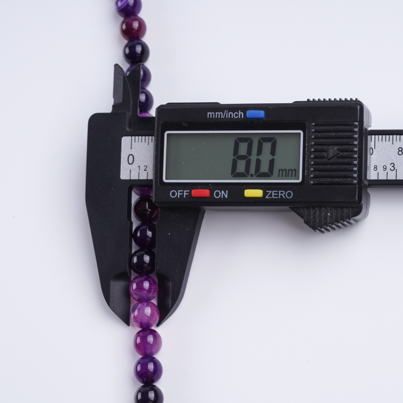 Wholesale 8mm Round Agate Stone Strands Purple Stripe- Bulk Natural Gemstone Beads for Jewelry Making