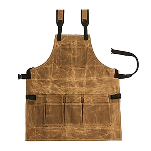 Tablier de soudeur en cuir résistant à la chaleur et aux flammes, sans manches, 6 poches, couleurs et tailles personnalisables, restaurants, hôtels - Product Image 1