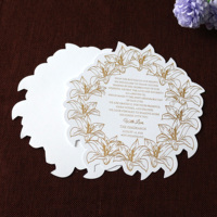 Carte de menu découpée en forme florale, carte de placement de table pour réception de mariage, cartes de vœux en papier doré