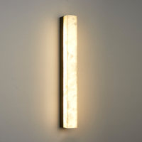 Nouvelle applique murale en marbre de style chinois, construction en cuivre massif, lumière LED, design minimaliste post-moderne pour salon et chambre à coucher