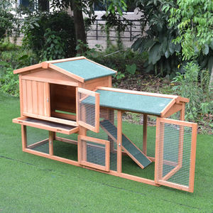 Fabbrica diretta in legno conigliera per interni ed esterni gabbia di coniglio con vassoio estraibile e rampa in legno, impermeabile gabbie per porcellini d'India - Product Image 2