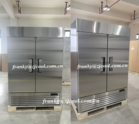 Congélateur commercial à deux grandes portes pleines, réfrigérateur vertical professionnel, congélateur à double porte pleine avec compartiment inférieur (DOE)