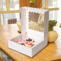 Boîtes de boulangerie personnalisées de 8x8x2 pouces boîte d'emballage de beignets en carton pour biscuits boîte à dessert artisanale avec fenêtre transparente