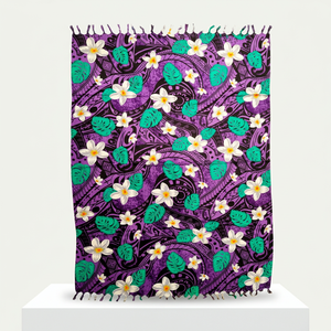 Pareo de Rayón Boho con Estampado Floral Iyara, Tejido para Verano, Morado, Verde, Blanco, Transpirable para Exteriores - Product Image 3