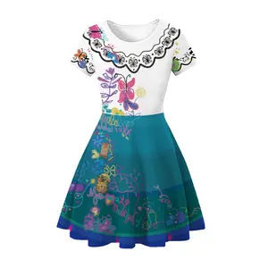 Rol oynamak çocuk giysileri Encanto elbiseler karakter elbise çocuklar Mirabel Cosplay kostümleri fantezi prenses baskılı elbise