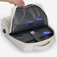 Sac à dos multifonctionnel pour ordinateur portable avec grande poche avant zippée, porte-bouteilles double face intégrés et port de charge USB