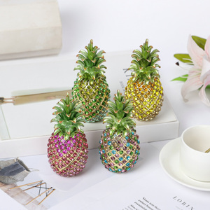 SHINNYGIFTS, figurita de <span class=keywords><strong>piña</strong></span> pintada a mano, caja de baratija de joyería esmaltada de cristal completo, adornos decorativos para decoración del hogar - Product Image 3