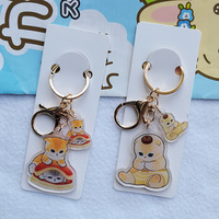 Stock promotionnel : Breloques porte-clés et pendentifs de sac en acrylique transparent double face, motifs chat mignon, chat requin, vente en gros