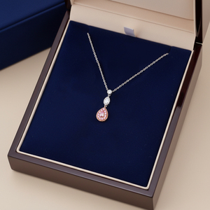 สร้อยคอเพชรทรงลูกแพร์ระดับไฮเอนด์ ทองคำแท้ 18K ประดับเพชรชมพูธรรมชาติ ดีไซน์หรูหรา สำหรับผู้หญิง ของขวัญวันครบรอบ - Product Image 4