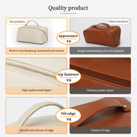 Sac à maquillage en cuir véritable durable personnalisé en usine, sacs et étuis cosmétiques de voyage pour femmes