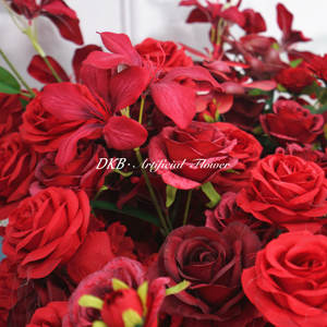 Vendita calda decorazione di nozze corridore fiore 2 metri di seta rossa fiore rosa corridore scala - Product Image 3