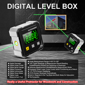 Outil de mesure d'angle <span class=keywords><strong>numérique</strong></span>, niveau, détecteur d'angle, rapporteur, <span class=keywords><strong>inclinomètre</strong></span> avec croix laser verte et aimants intégrés - Product Image 2