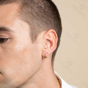 18K Gold Vermeil Vergoldete Chunky Dicke Creolen Dome Huggies - Product Image 5