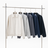 Haute qualité couleur unie décontracté 445G coton/Polyester polaire Baroque polaire Tripe veste décontracté hommes hiver fermeture éclair vestes