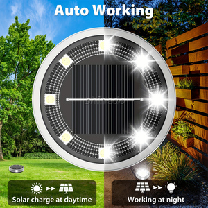 Lumière de chaussée <span class=keywords><strong>solaire</strong></span> IP65 étanche Yard Solar Power 8 Led 10Led Light Lamp Patio Lawn Decor Solar LED Garden Disk Ground Light - Product Image 2