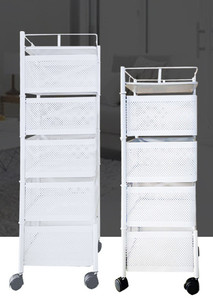 Carrito Rodante Multifuncional Cuadrado de 3/4/5 Niveles Personalizado, Organizador de Cocina, Estante Giratorio, Almacenamiento de Frutas y Verduras de Metal - Product Image 4