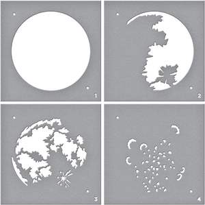Pochoirs de pleine lune en couches Ensembles de modèles de peinture de dessin Pochoirs de peinture de lune en couches en plastique pour la peinture sur des carreaux de mur en bois - Product Image 1