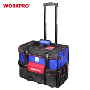 WORKPRO 450MM(18 ") 헤비 듀티 롤링 도구 가방 넓은 입 도구 트롤리 가방