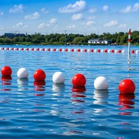 Boule de signalisation flottante sphérique OEM PE rouge 300 mm avec fixation à une seule oreille, anti-corrosion, pour la sécurité marine et les marques de délimitation en aquaculture