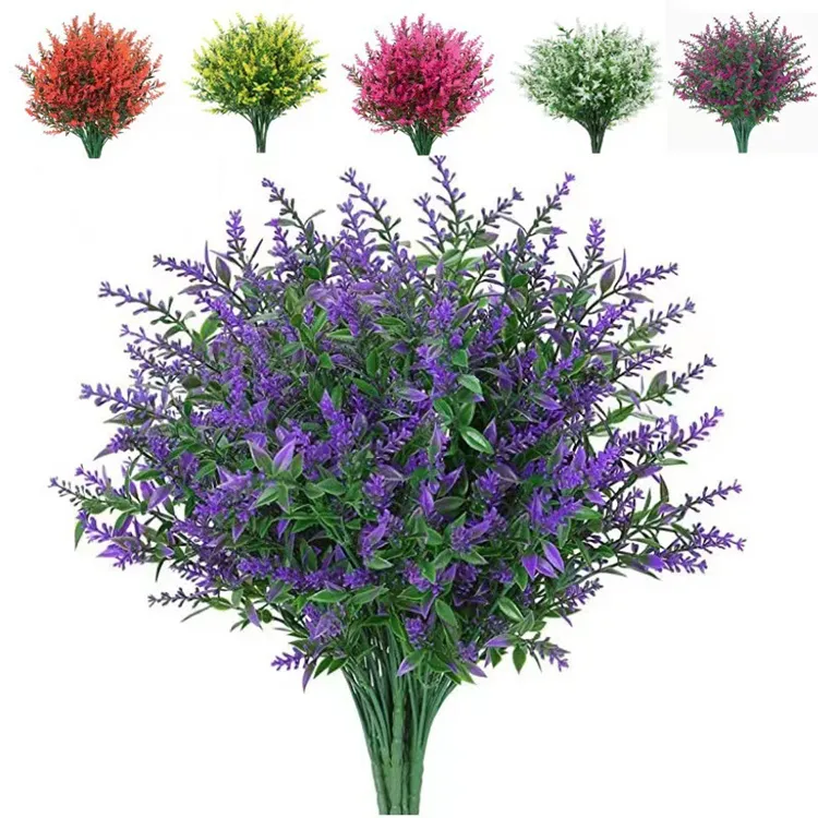 ลาเวนเดอร์ประดิษฐ์พลาสติก,ดอกไม้ประดิษฐ์ทำจากพลาสติกป้องกันรังสี UV สำหรับใช้ตกแต่งบ้านสวนในร่มและกลางแจ้งปี HXYC007