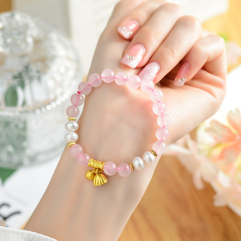 Wholesale Rose Quartz Healing Crystal Pearl Lotus Seed Pearl Bracelet for Gift