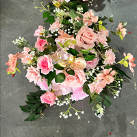 Arrangement floral de centre de table de mariage moderne 30 cm Rose Blush, style fleurs sauvages, avec verdure, pour décoration de fête de jardin, rose en soie élégante et haute