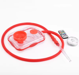 卸売新デザインポータブルアクリル四角い色とりどりのホースブックhookah喫煙用LEDライト付き - Product Image 3