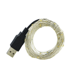 Ấm Trắng USB 5m Led <span class=keywords><strong>Mini</strong></span> vô hình bạc dây chuỗi đèn kẹo chuỗi đèn - Product Image 5