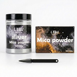 LEQU ผงสีเมทัลลิกสีเงิน 100 กรัม สีเข้มข้นสูง สำหรับงานเรซิ่น งานศิลปะ และงานเพ้นท์เล็บ - Product Image 1