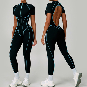 Abito sportivo con Logo personalizzato da <span class=keywords><strong>donna</strong></span>/leggings aderente aderente per abbigliamento sportivo con colori contrastanti tuta da Yoga - Product Image 1