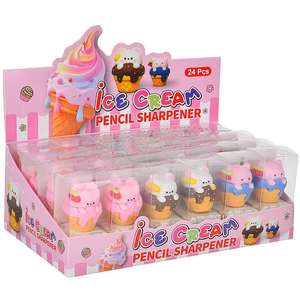 Sacapuntas de Silicona con Forma de Helado de Fresa, Diseño Creativo y Divertido de Animales de Dibujos Animados, para Material Escolar - Product Image 1